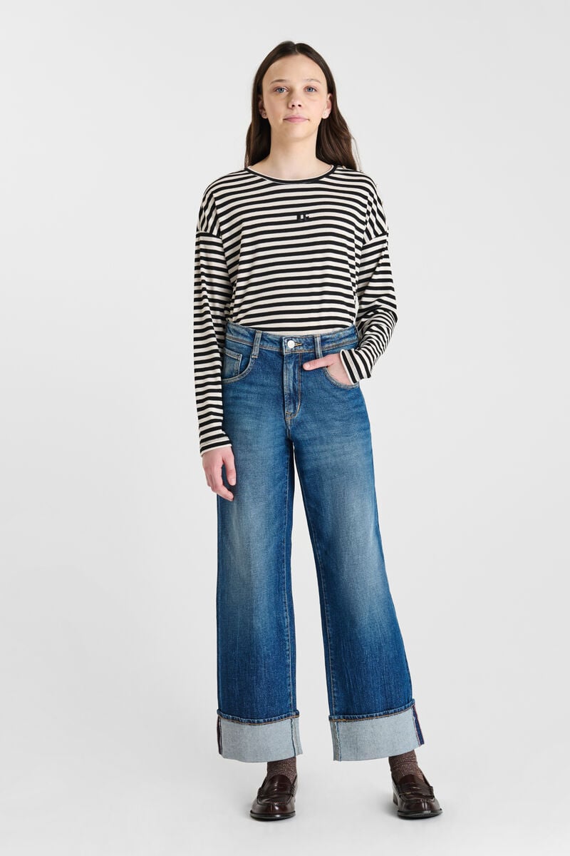 Jeans regular large Revers taille haute bleu N°4