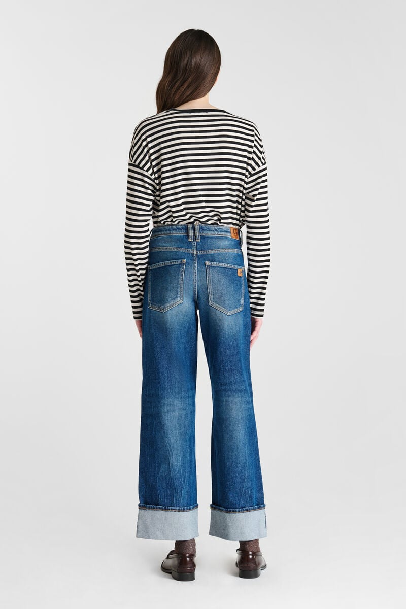 Jeans regular large Revers taille haute bleu N°4