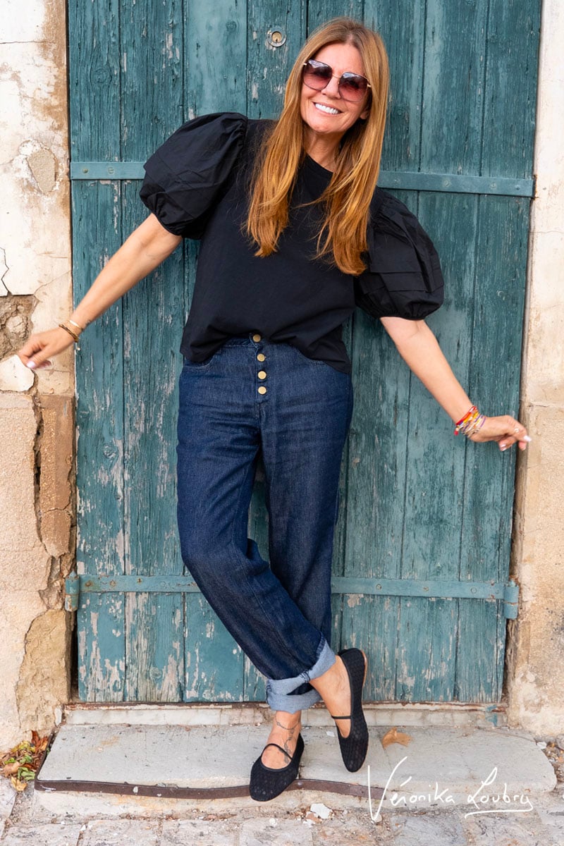 James 400/60 girlfriend by Véronika Loubry jeans taille haute en tencel bleu foncé