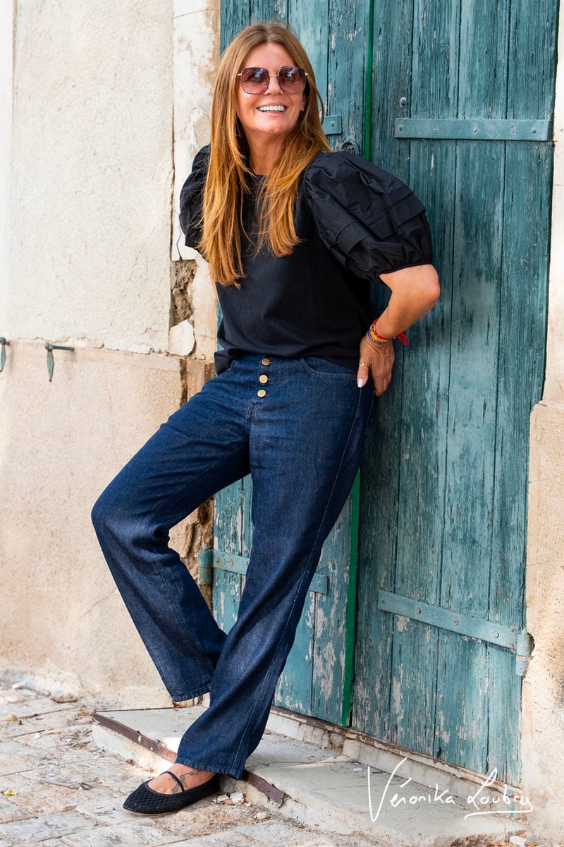 James 400/60 girlfriend by Véronika Loubry jeans taille haute en tencel bleu foncé