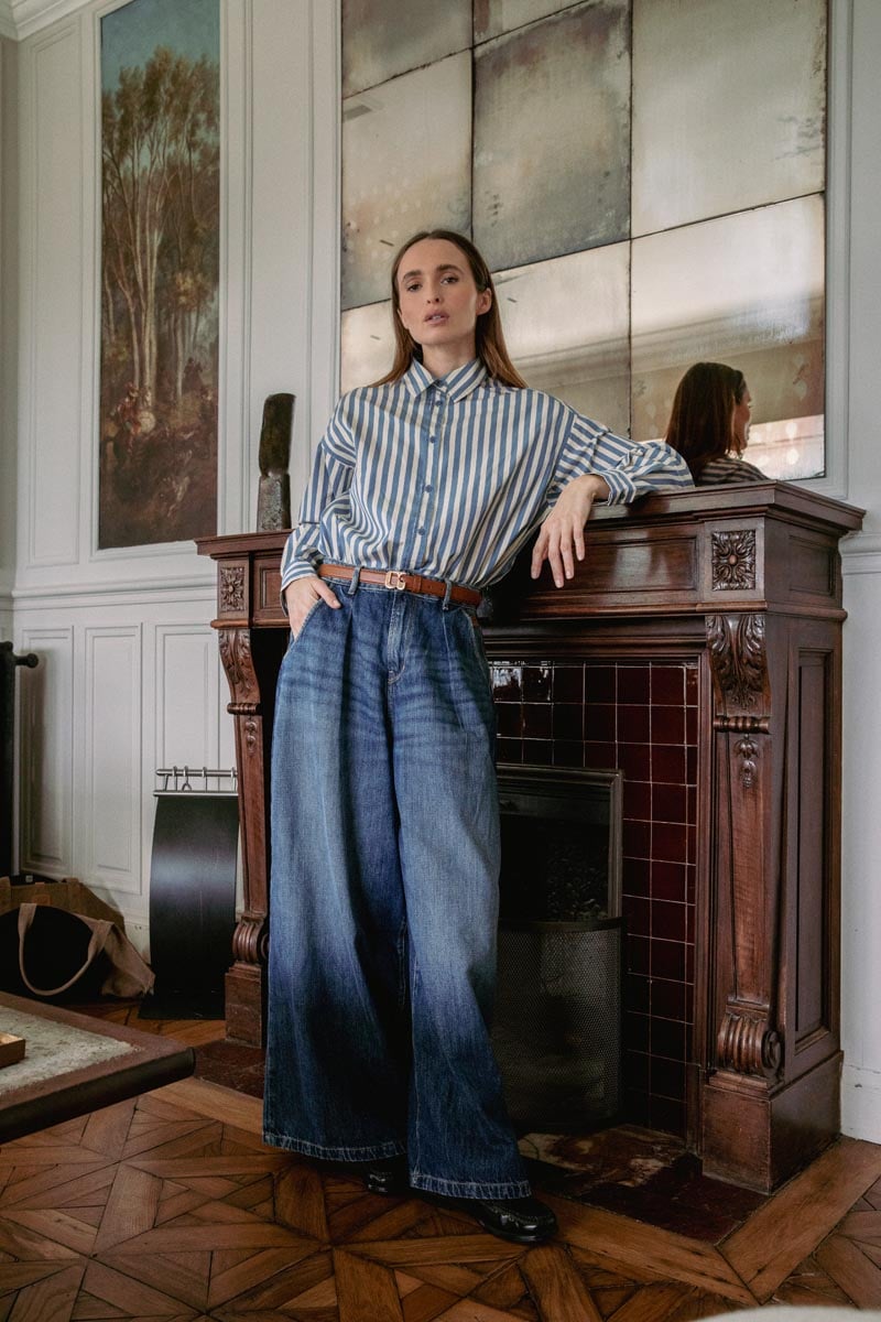 Jeans extra wide leg taille haute bleu N°3