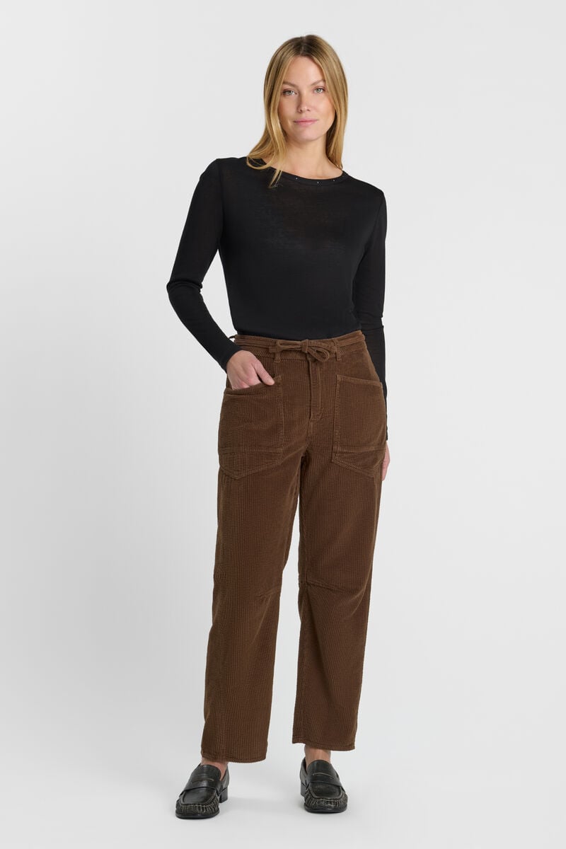 Pantalon balloon Madie en velours marron    