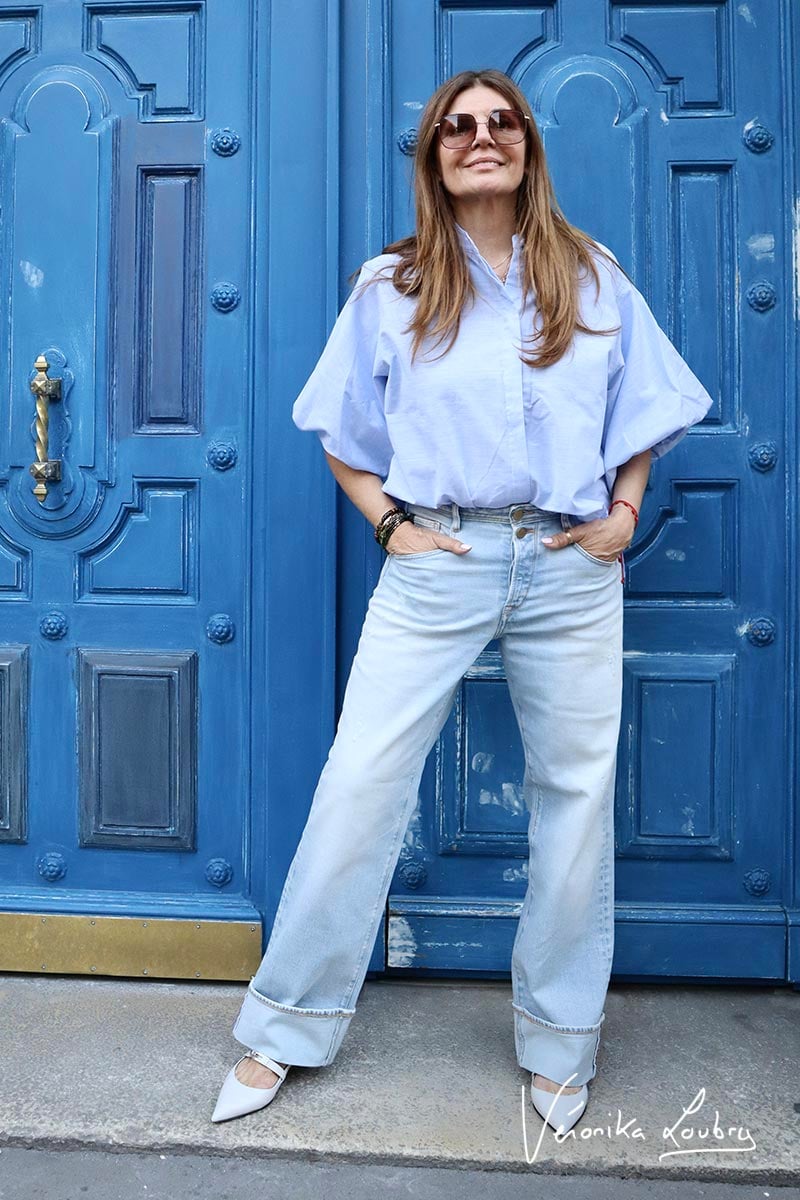 Jeans 400/28 loose Anastasia by Véronika Loubry taille haute bleu N°5