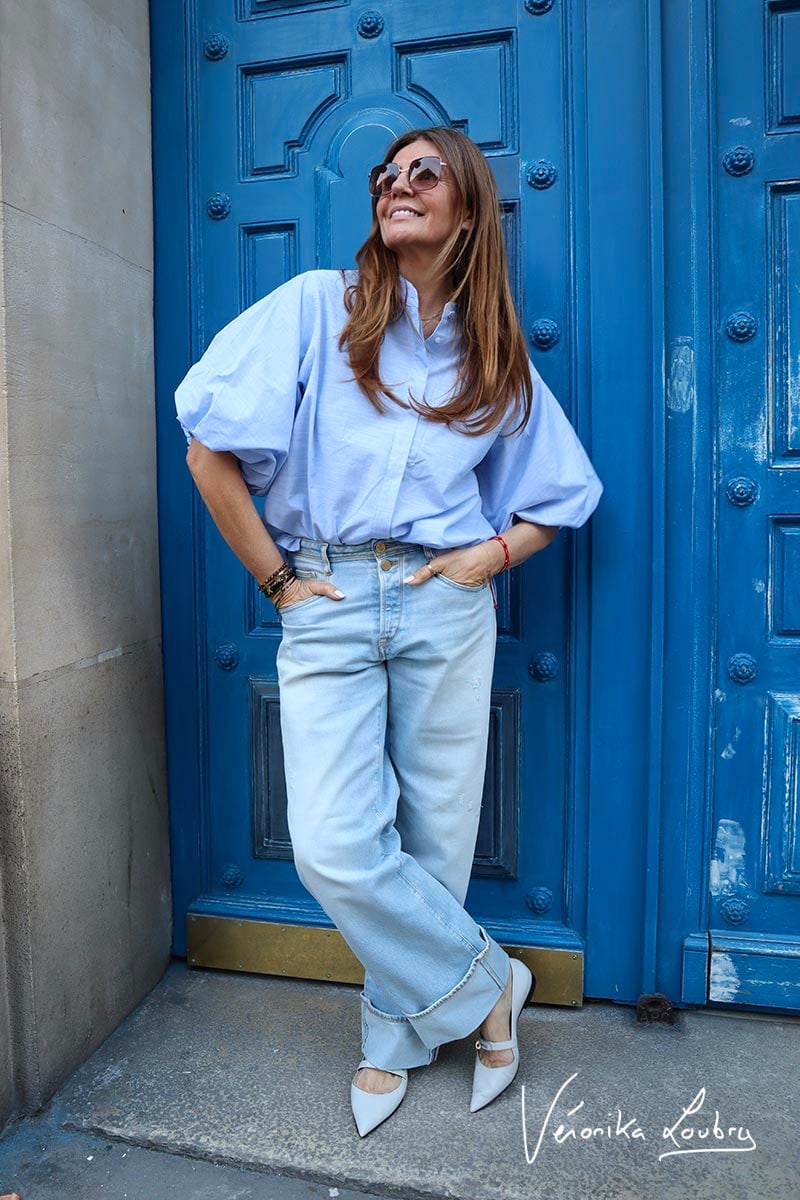 Jeans 400/28 loose Anastasia by Véronika Loubry taille haute bleu N°5