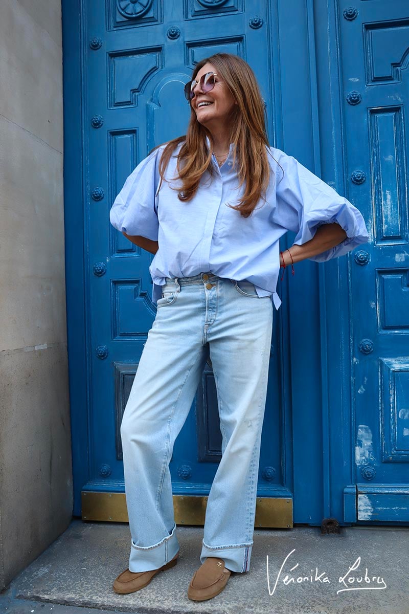 Jeans 400/28 loose Anastasia by Véronika Loubry taille haute bleu N°5