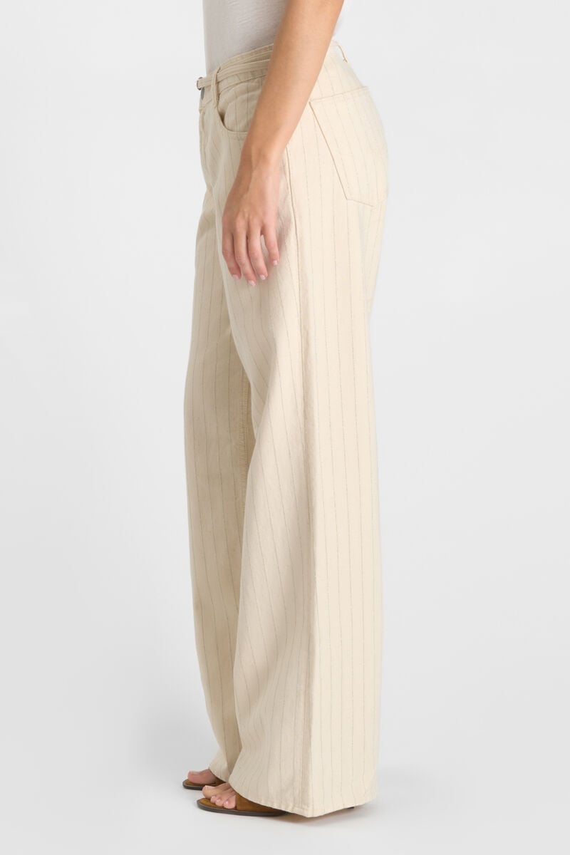 Jeans wide leg Lauryn Jab beige à rayures