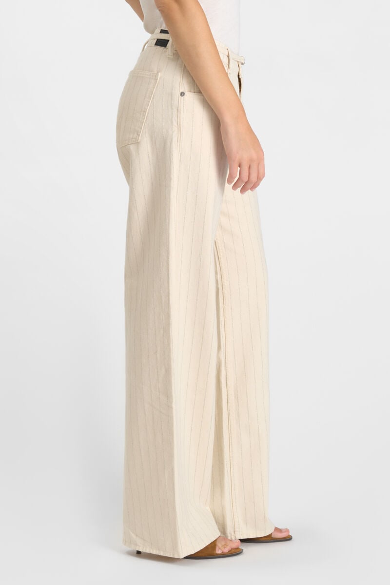 Jeans wide leg Lauryn Jab beige à rayures