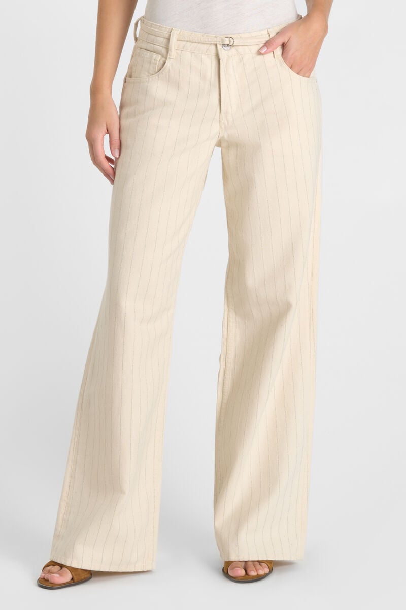 Jeans wide leg Lauryn Jab beige à rayures
