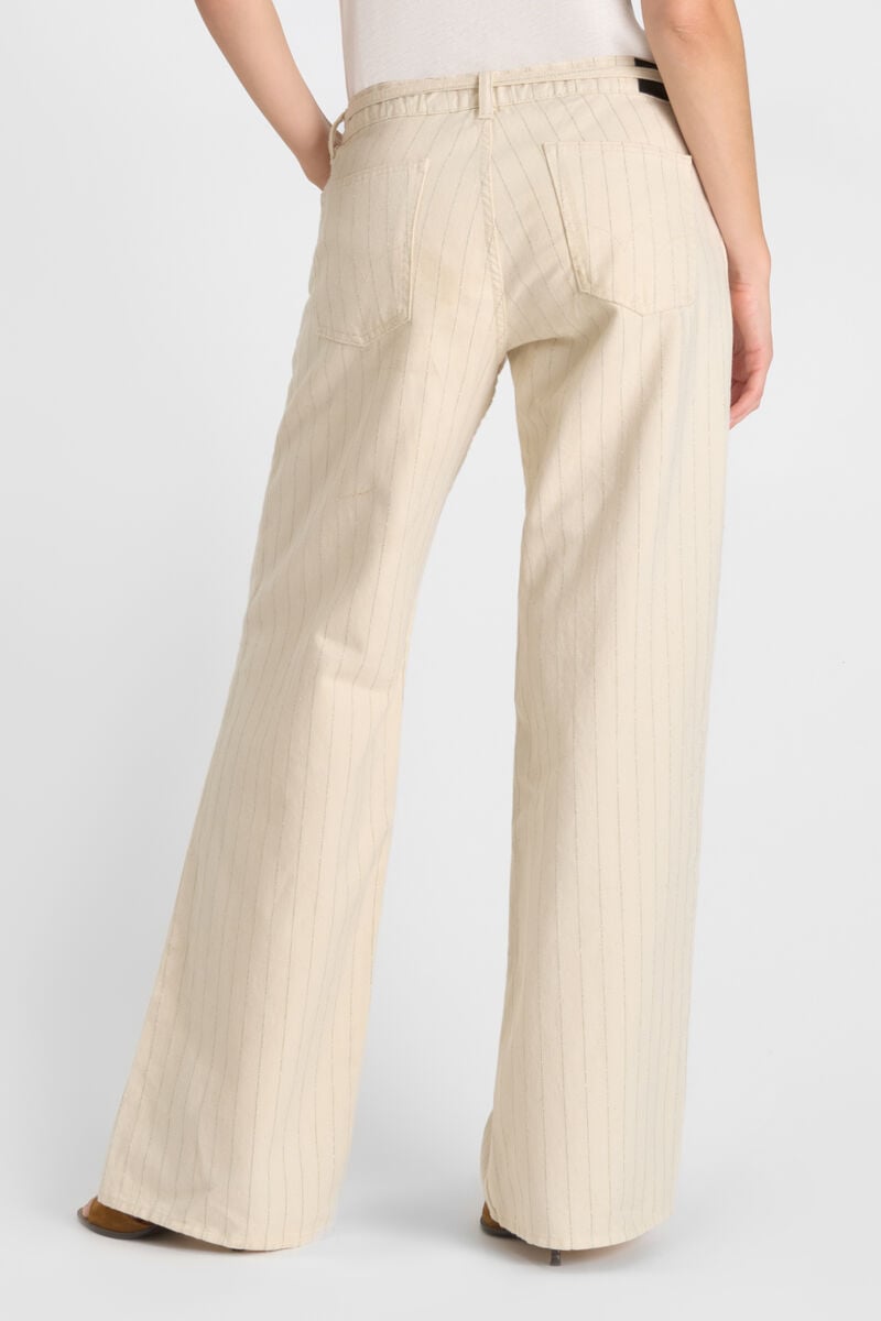 Jeans wide leg Lauryn Jab beige à rayures