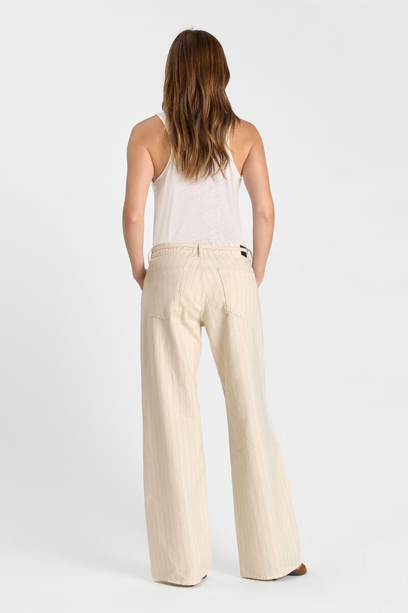 Jeans wide leg Lauryn Jab beige à rayures
