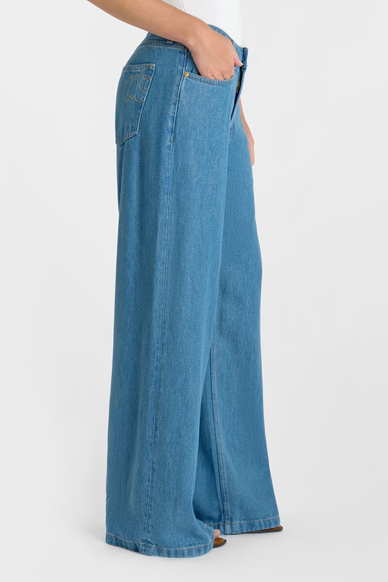 Jeans wide leg Zazou tencel bleu