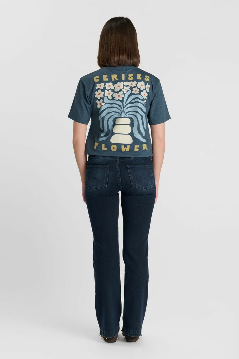 Jeans flare bleu-noir foncé