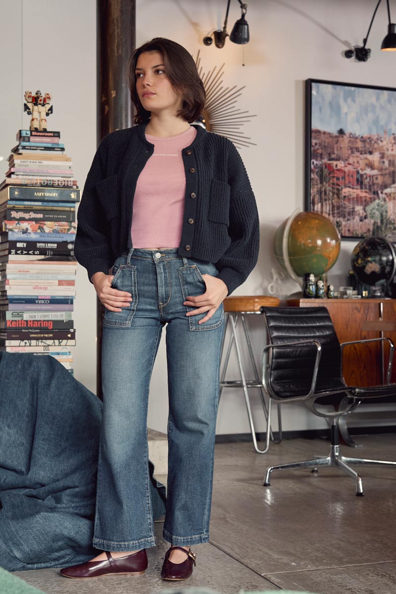 Jeans regular loose Magda bleu foncé