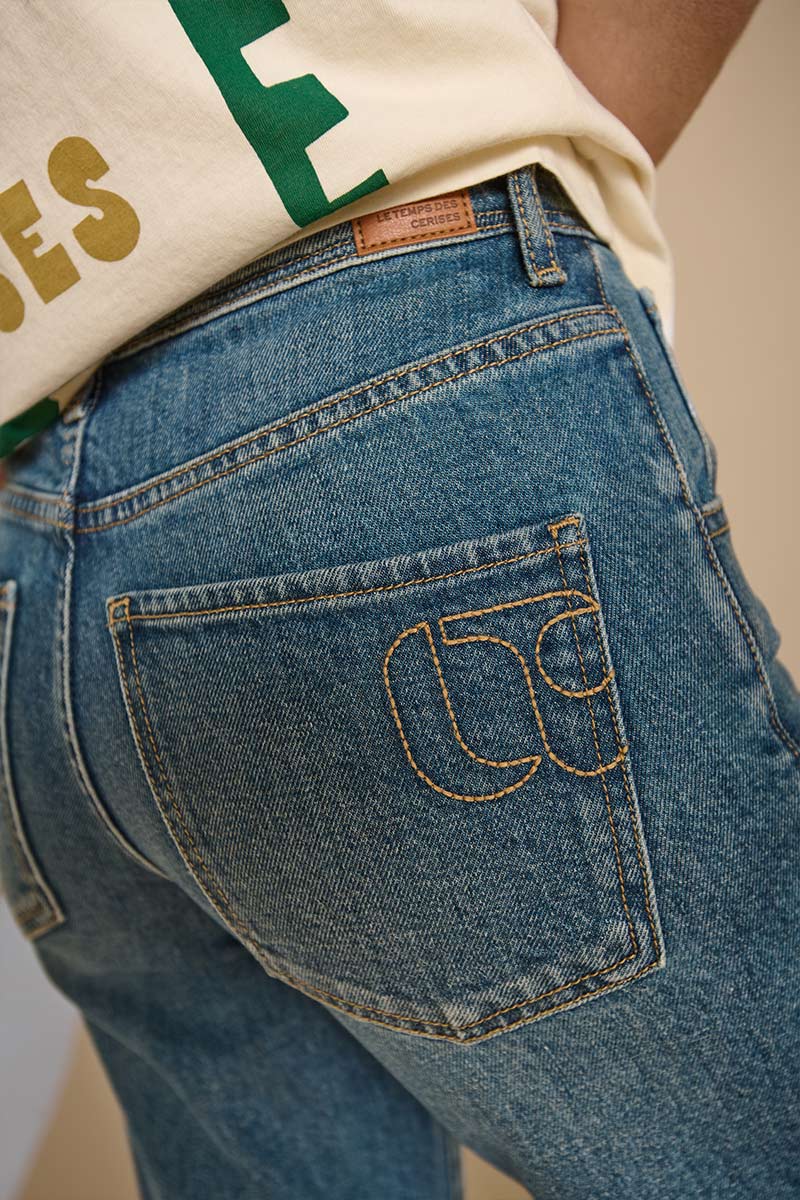 Jeans regular large Revers bleu moyen