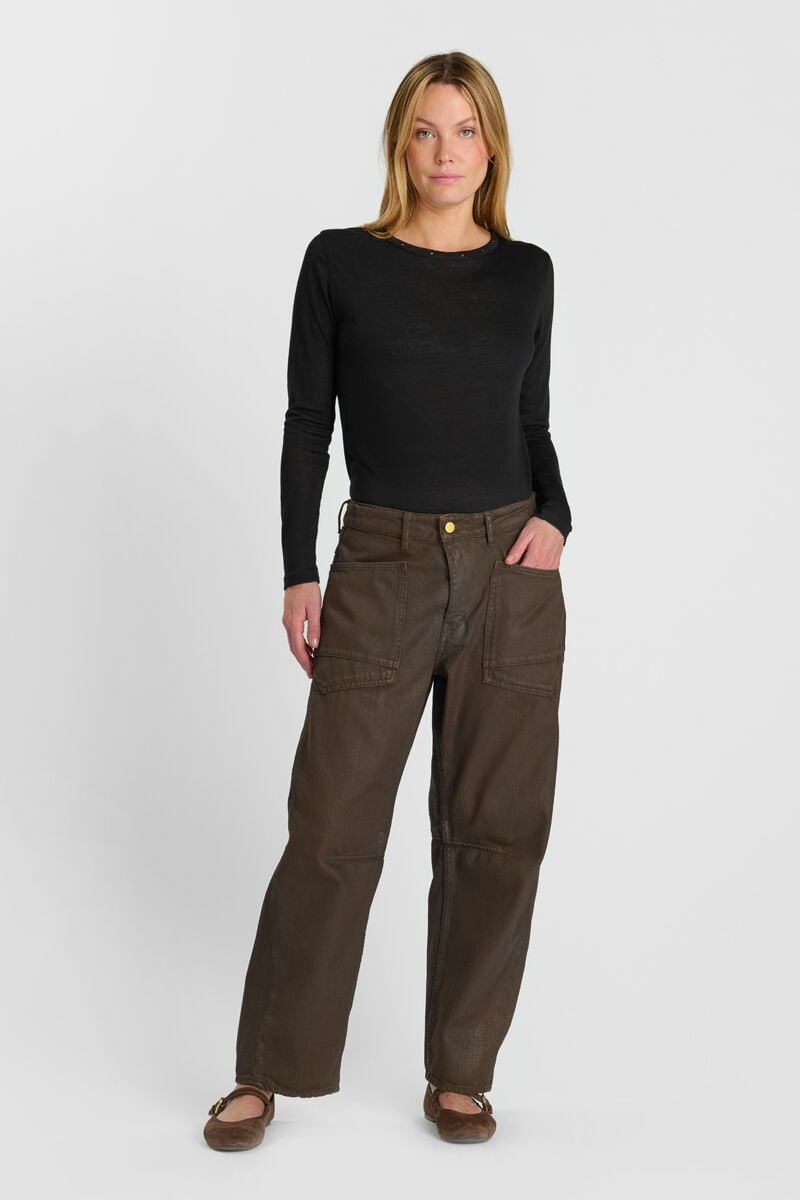 Jeans balloon Madie marron enduit