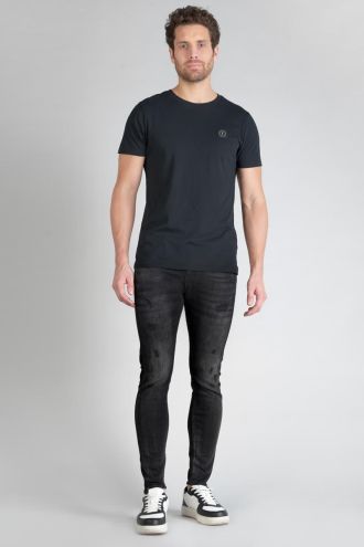 Jeans power skinny 7/8ème destroy noir N°1