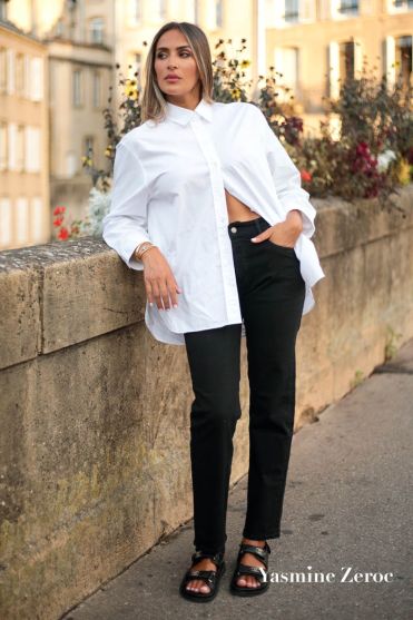 COLLAB @YASMINE.ZEROC Amour 400/18 mom taille haute 7/8ème jeans noir N°1