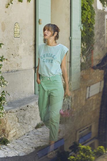 Cosy boyfit 7/8ème jeans vert menthe