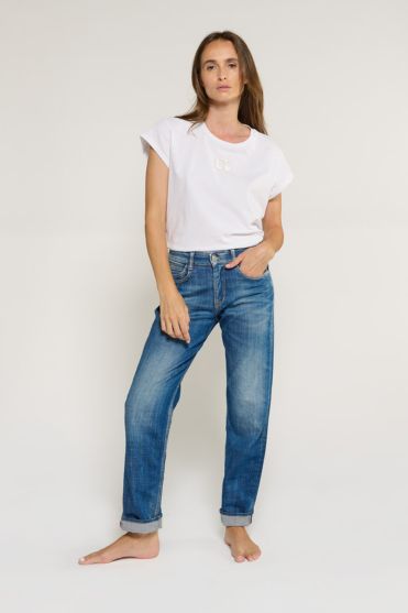 Jeans 400/17 mom Binh taille haute 7/8ème destroy bleu N°3