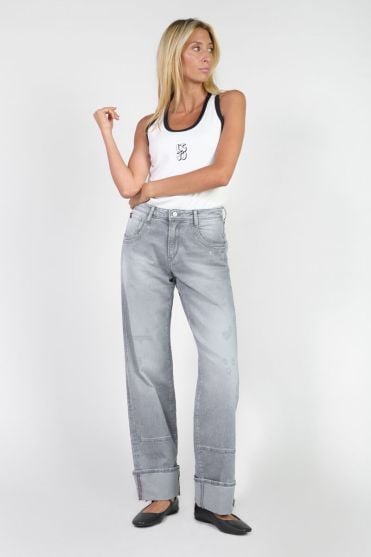 Jeans 400/28 loose Carlino taille haute destroy gris N°3