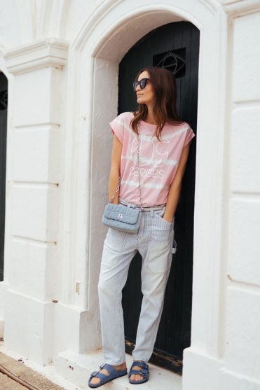 Jeans 400/60 girlfriend Union taille haute bleu