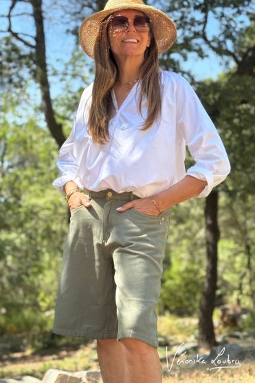 Bermuda Anaïs en jeans kaki by Véronika Loubry