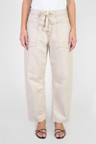 Jeans balloon Madie taille haute écru