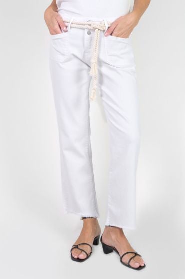 Jeans Priska taille haute 7/8ème blanc