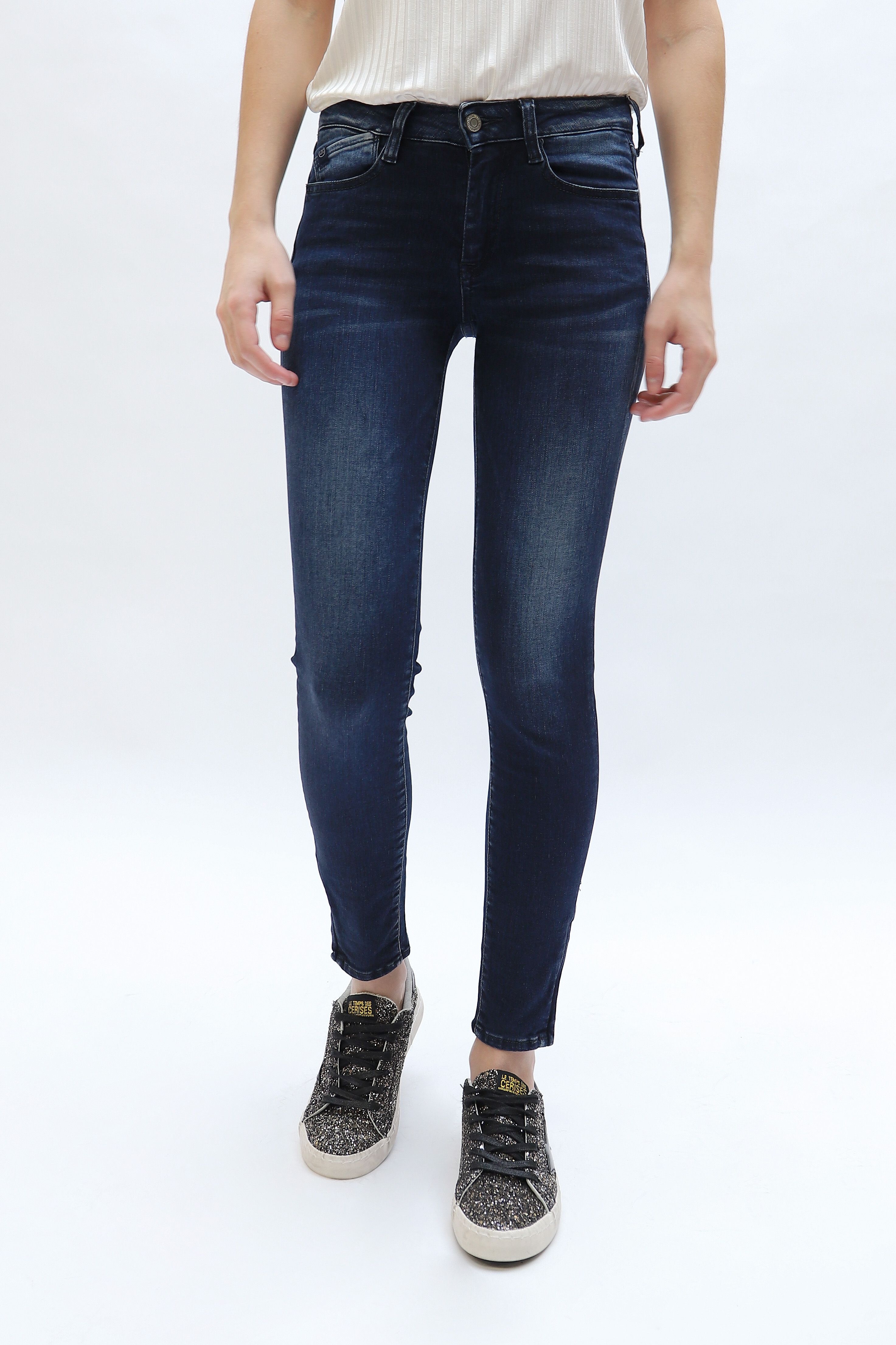 Jeans Power Skinny 7 8eme bleu nuit Jeans Pantalons Skinny Femme Le Temps des Cerises