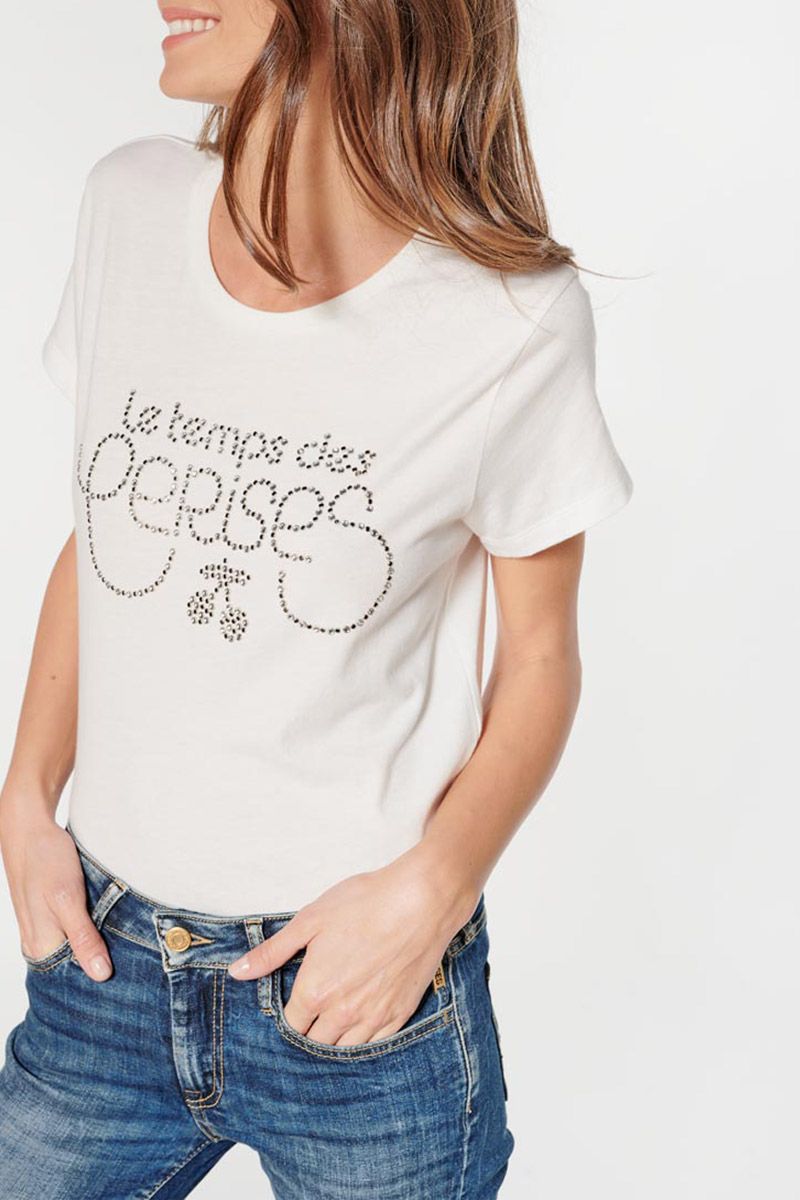 T-shirt Diamond crème à strass : Tee Shirt et prêt à porter Femme : Le  Temps des Cerises | V-Shirts