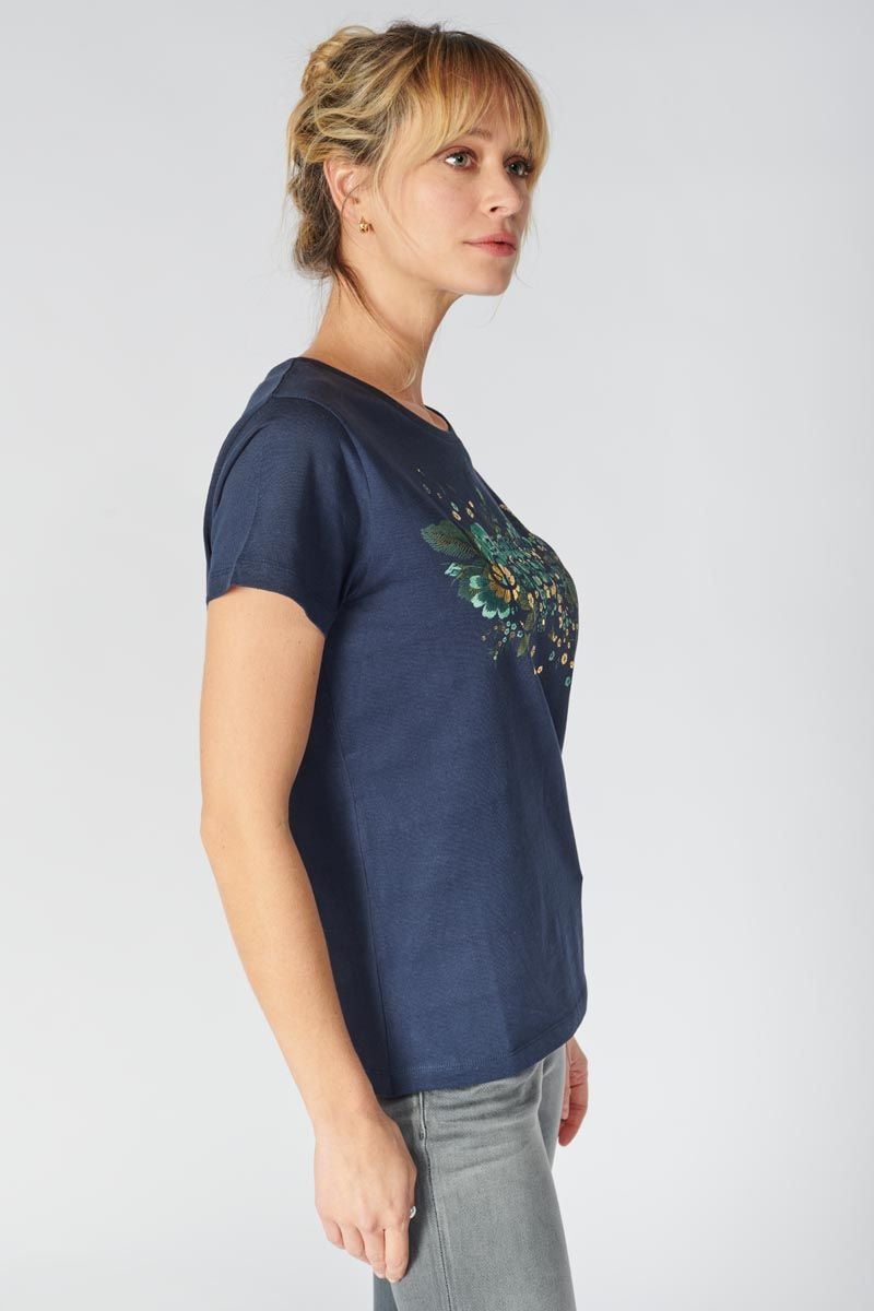 bleu Femme : Temps marine Cerises Frankie Shirt T-shirt : Tee des Le