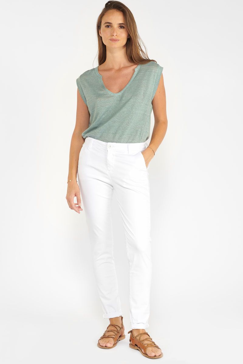 Pantalons Pantalon à porter Femme & blanc Cerises des Le : Dyli Jeans et prêt : Temps