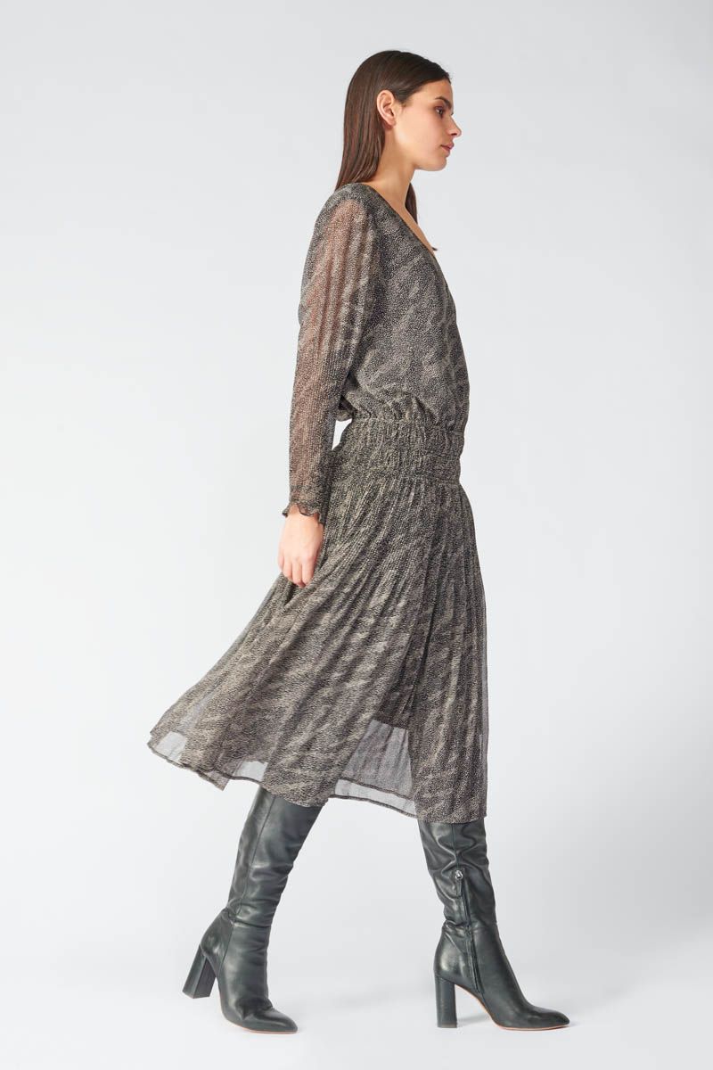 à Temps : Robe Femme des Longue Cerises Robe Bereni motif longue animalier : Le