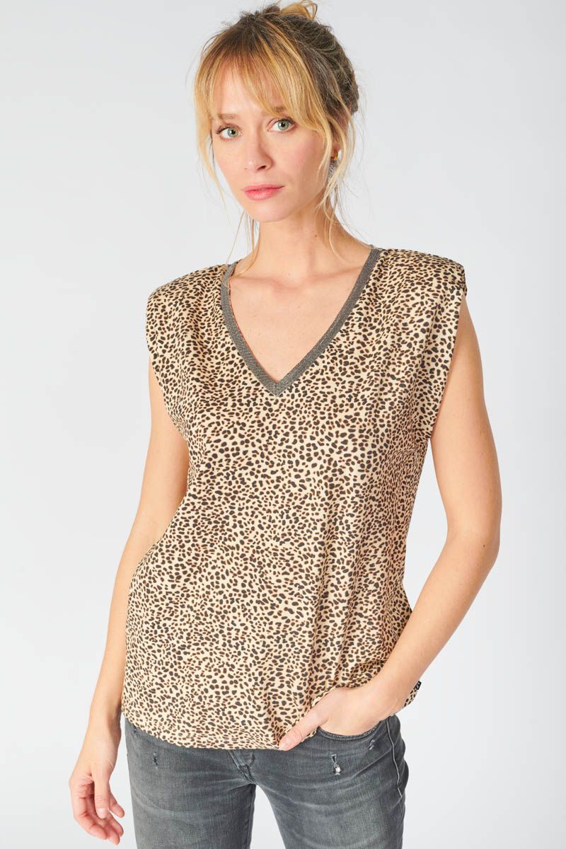 Cerises : Tee Femme Top : Temps léopard Shirt à motif Le des Evan