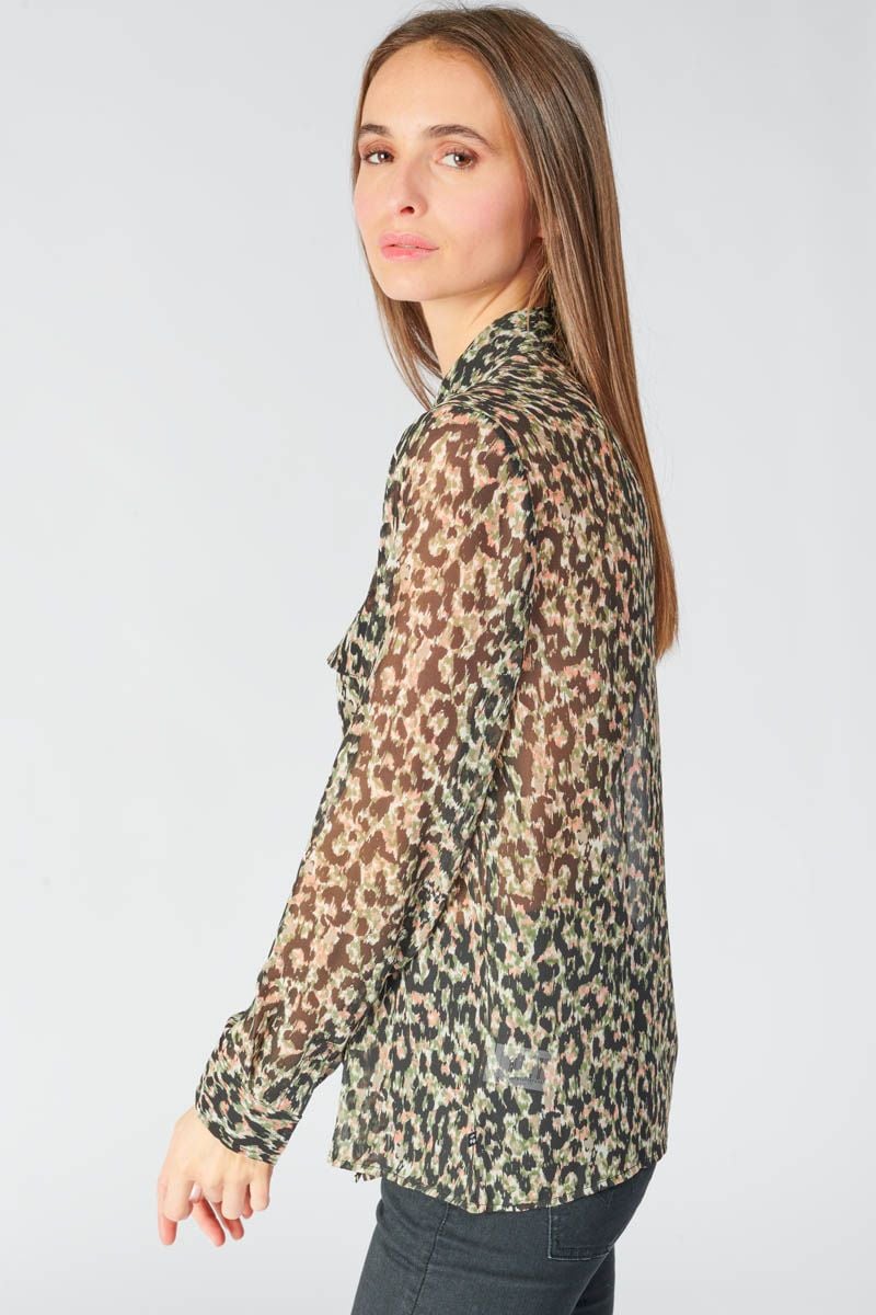 Chemise Wilson à motif léopard kaki et noir : Chemise Femme : Le Temps des  Cerises