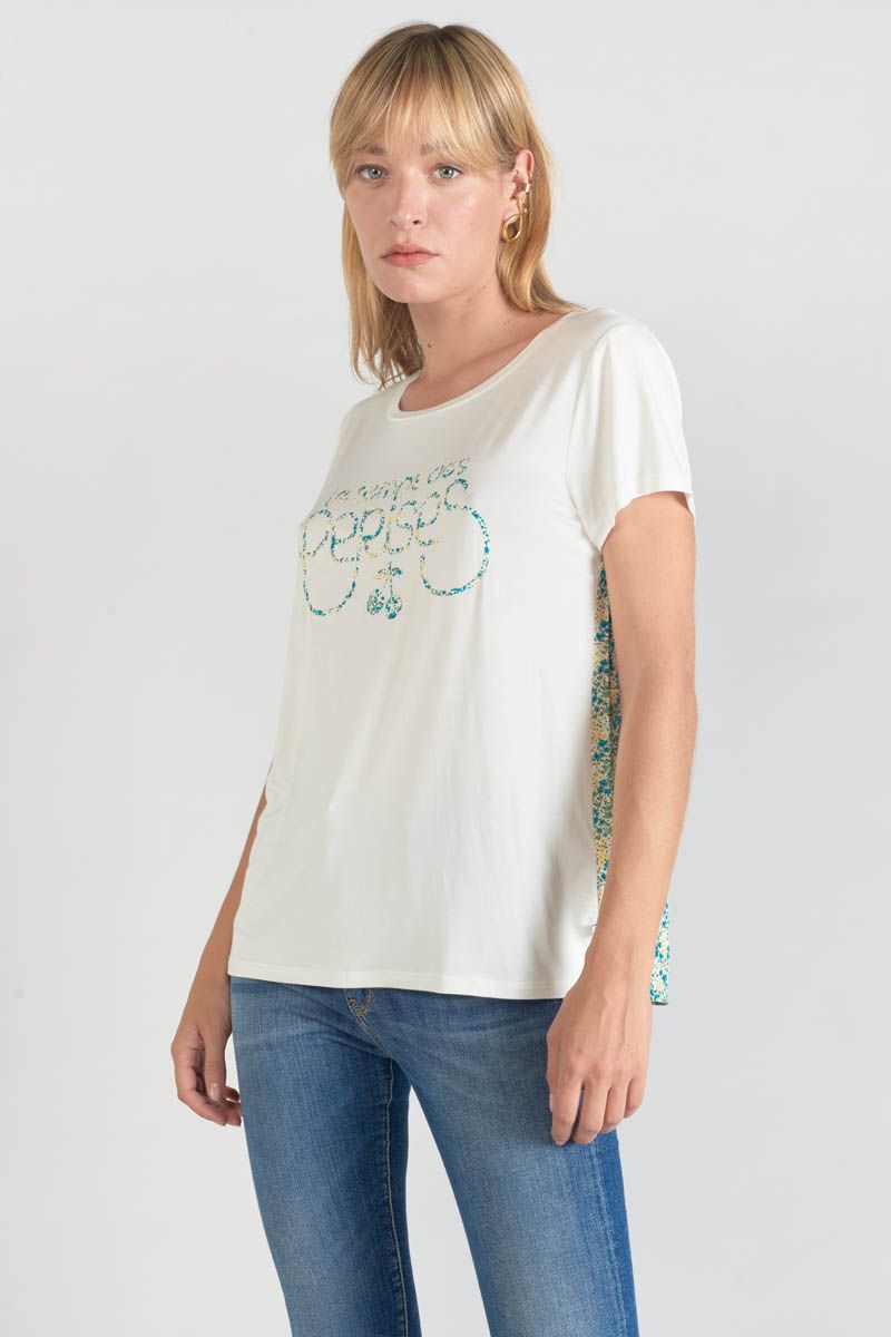 T-shirt Romi bi-matière imprimé vert : Tee Shirt Femme : Le Temps des  Cerises