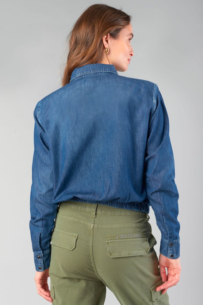 Chemise courte Felixa en : Femme Cerises Temps des : bleu Chemise Le jeans