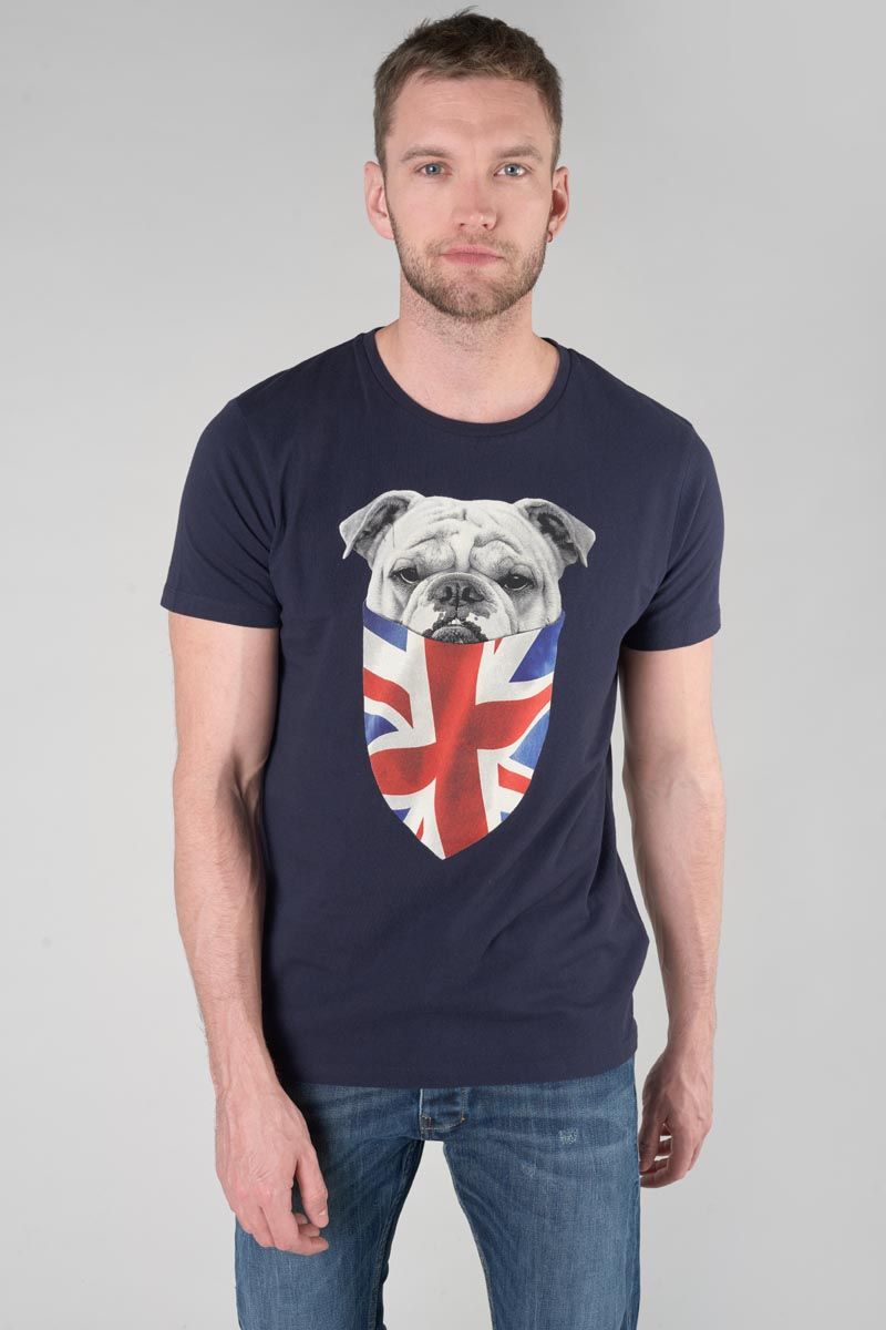 T-shirt Vagrav bleu nuit imprimé : Tee Shirt Homme : Le Temps des Cerises