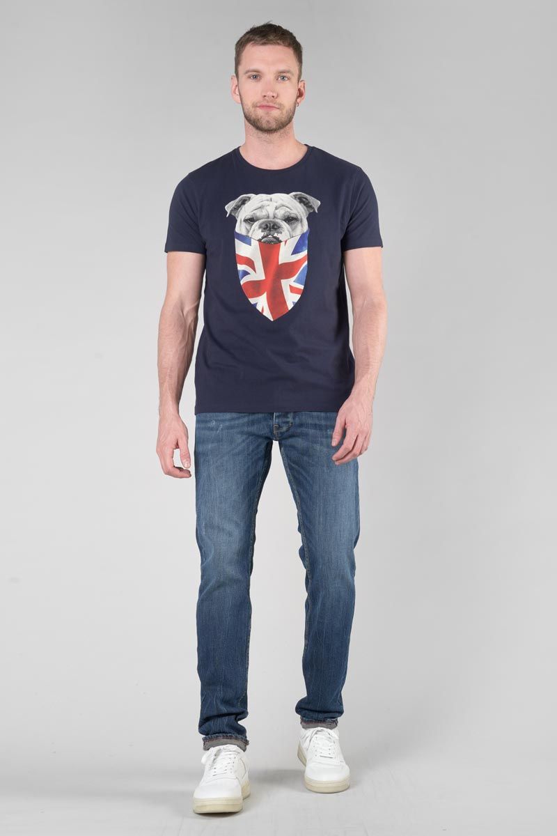 T-shirt Vagrav bleu nuit imprimé : Tee Shirt Homme : Le Temps des Cerises