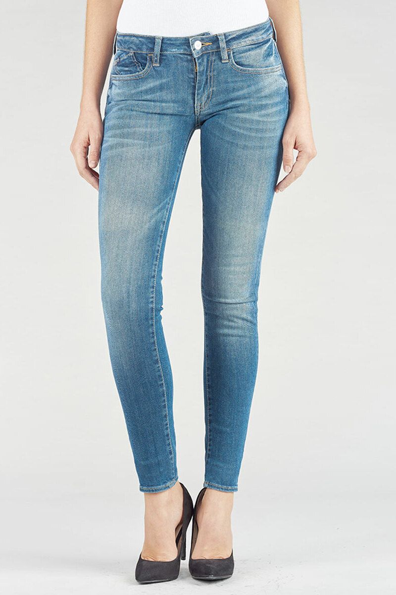 : Temps Bleu Femme : Jeans Power Cerises Skinny Le des Pantalons & Skinny Jeans