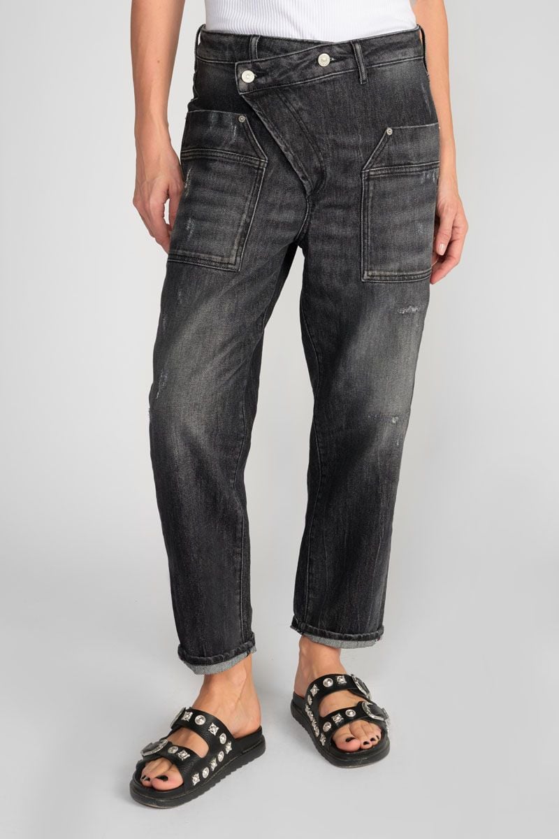 Jeans boyfit Cosy Pocket 7/8ème destroy noir N°1 Jeans