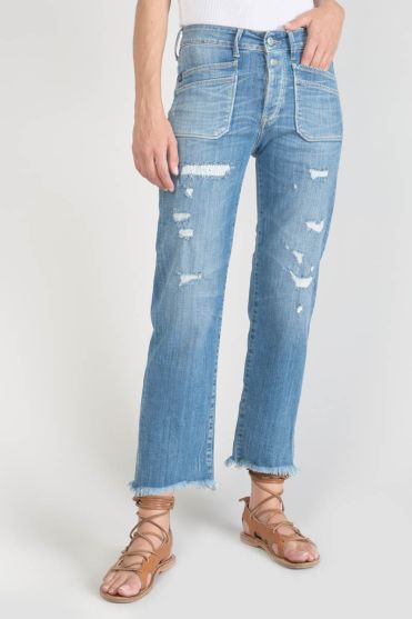 Pricilia taille haute 7/8ème jeans destroy bleu N°4 