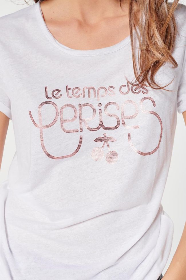 T-shirt Basitrame blanc imprimé