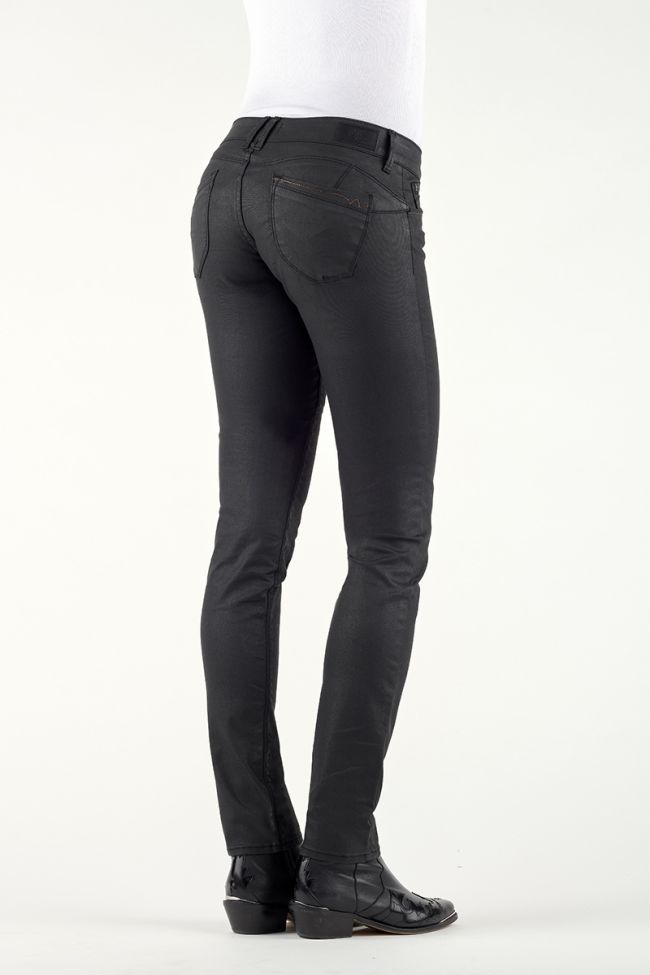 Jeans Pulp Slim effet cuir noir