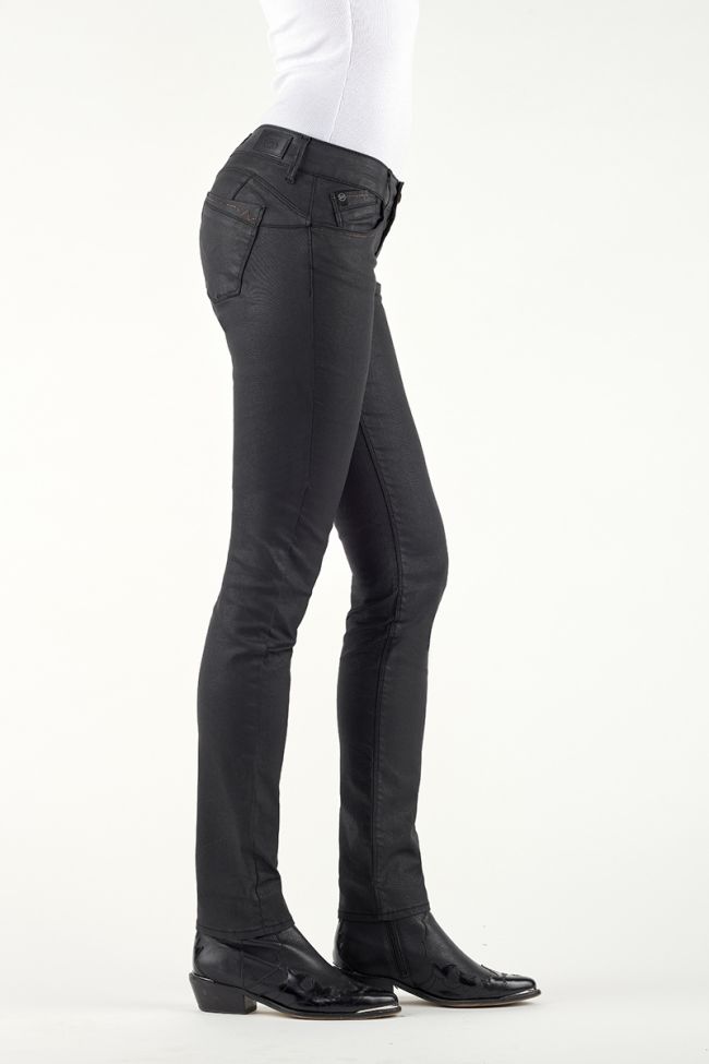 Jeans Pulp Slim effet cuir noir
