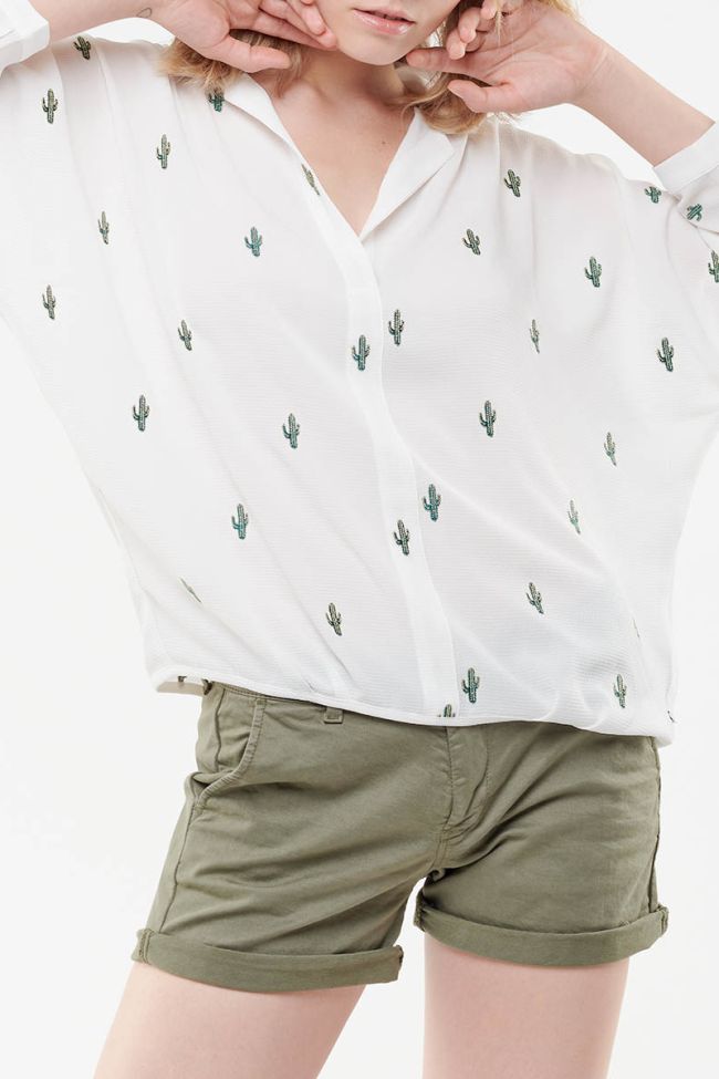 Blouse Spiky Crème Cactus vert
