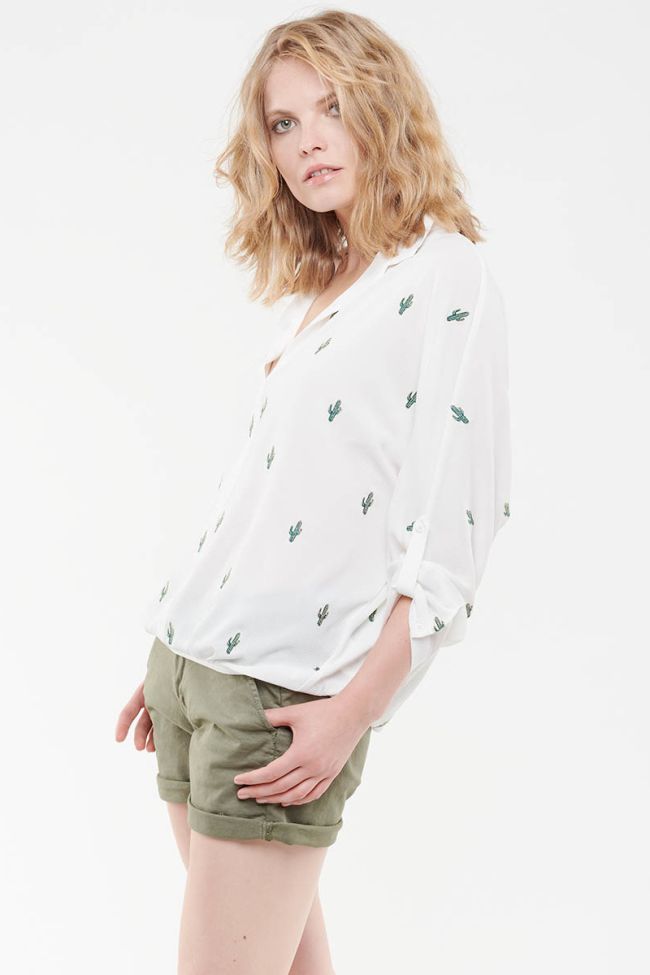 Blouse Spiky Crème Cactus vert