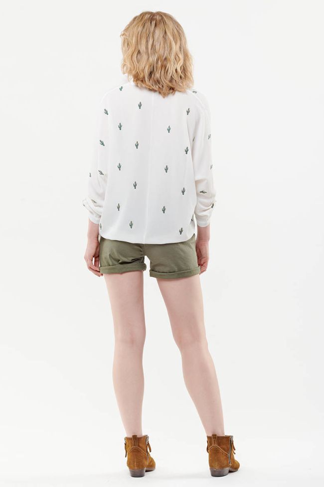 Blouse Spiky Crème Cactus vert