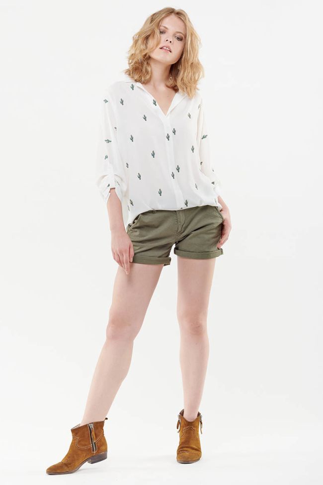 Blouse Spiky Crème Cactus vert