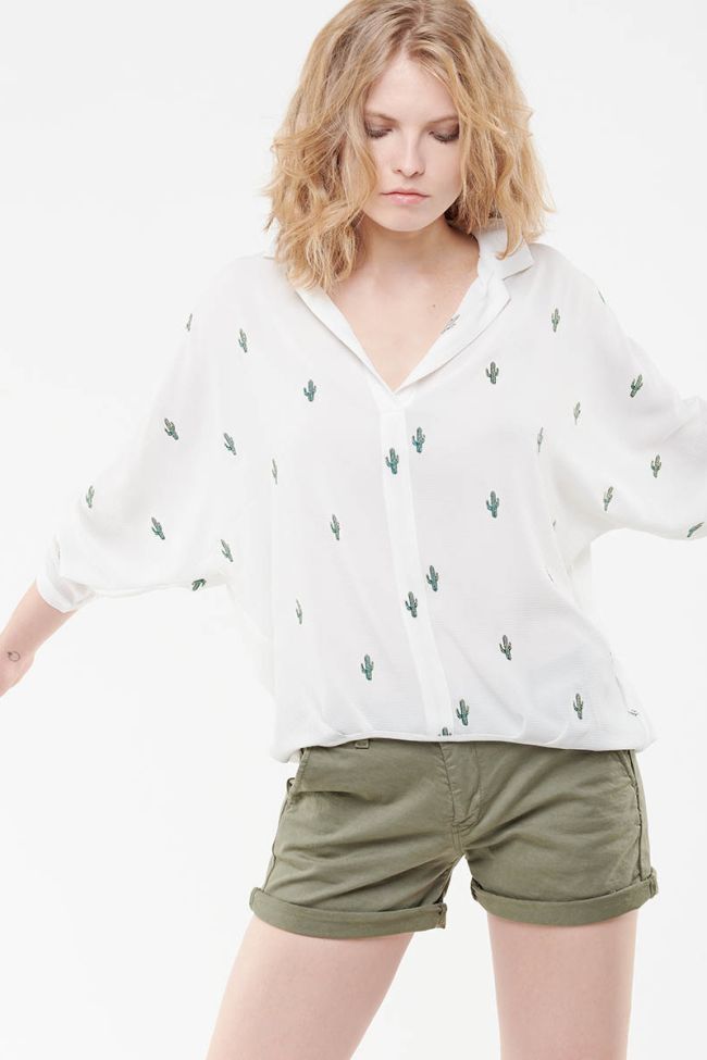 Blouse Spiky Crème Cactus vert